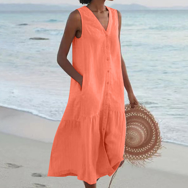 Women's Casual V-Neck Summer Maxi Dress