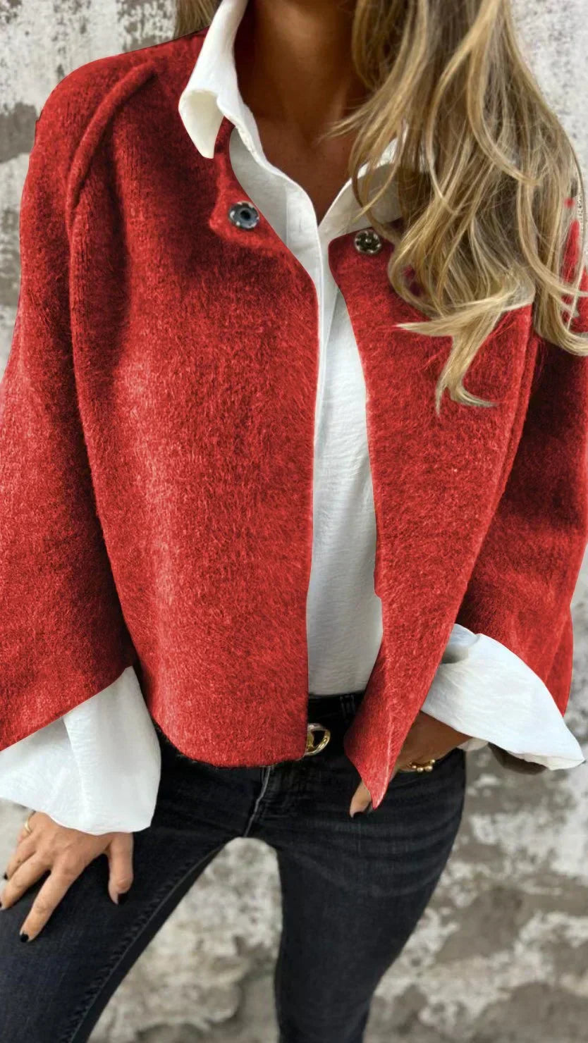 Cropped Open Front Cardigan - Long Sleeve