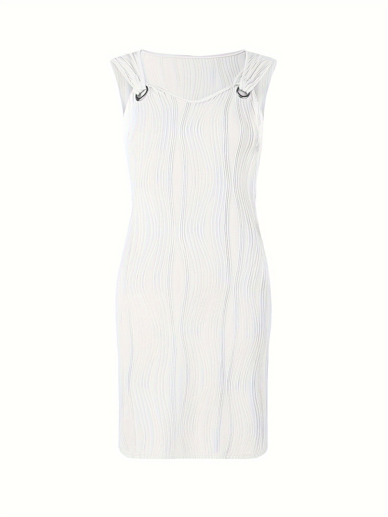 Sleeveless Mini Dress - V Neck with Side Split