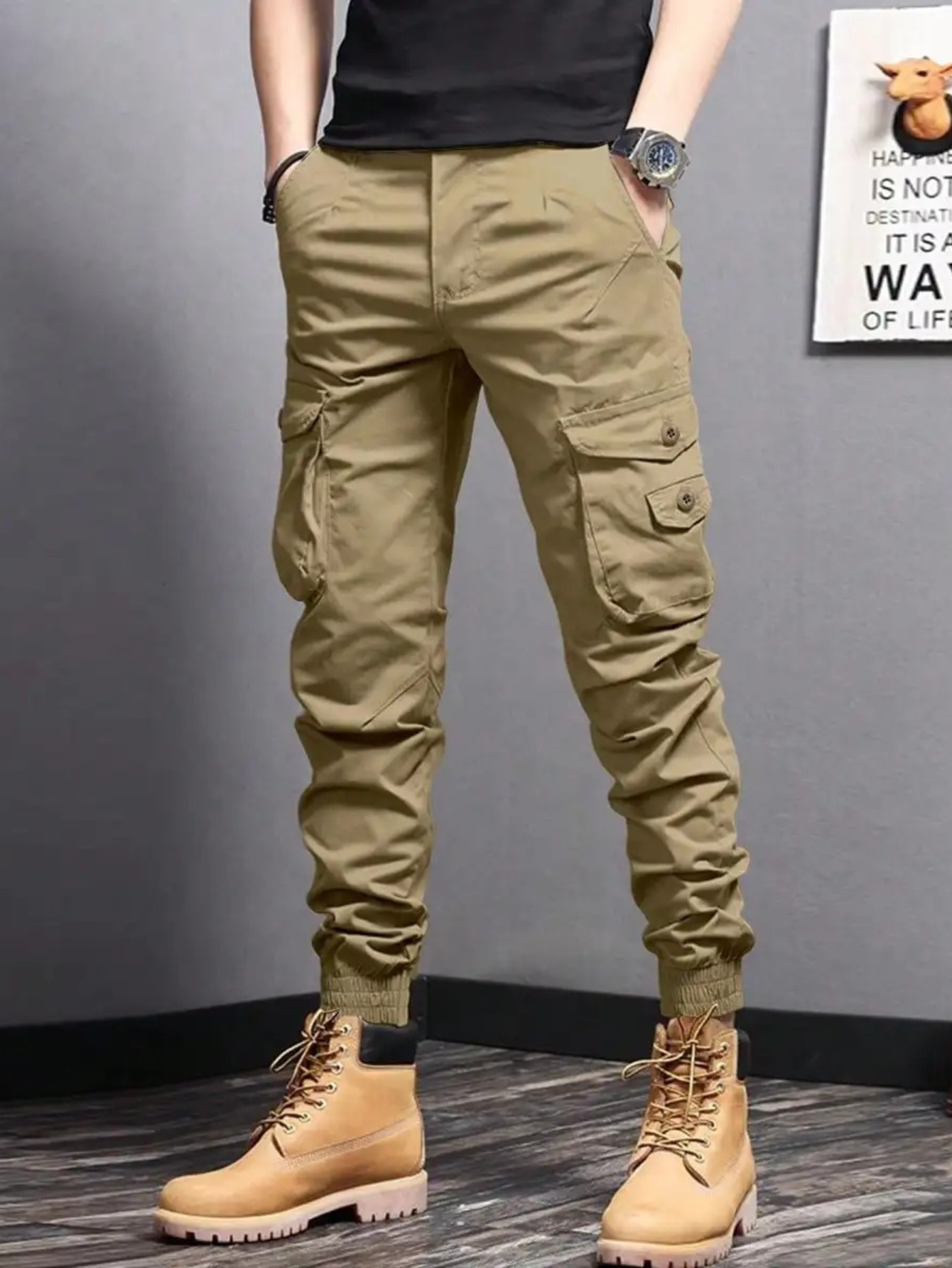 Cargo Trousers - Tapered Fit with Pocket Detail