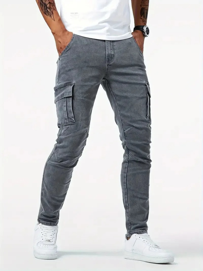 Slim Fit Cargo Jeans - Stretch Tapered Style