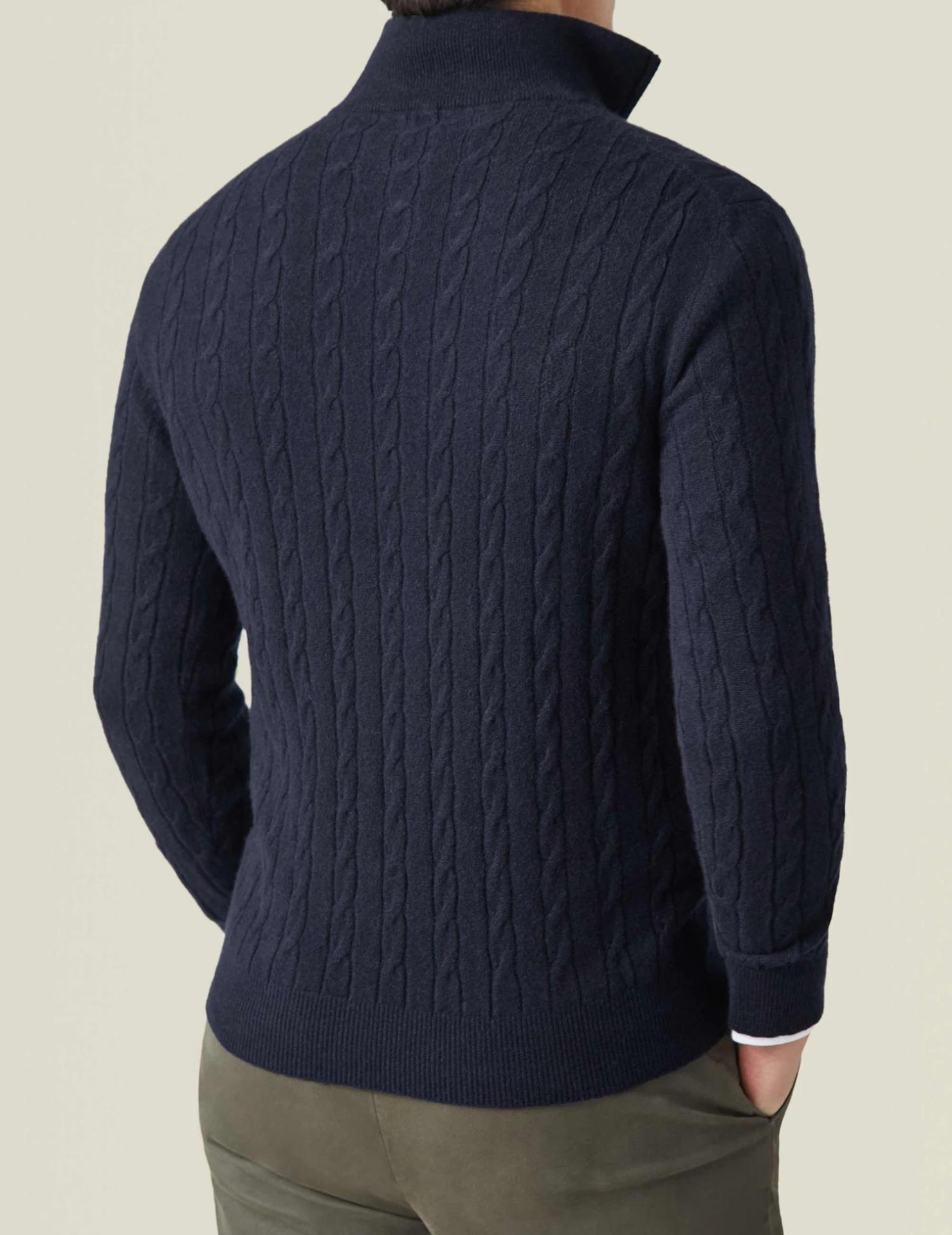 Half Zip Cable Knit Jumper - Classic Fit Pullover