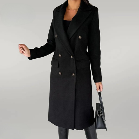 Longline Coat - Double Button Fit with Structured Lapels