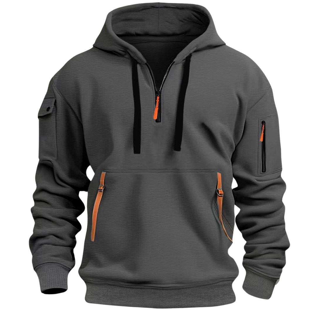 Pullover Hoodie - Half Zip with Multiple Pockets