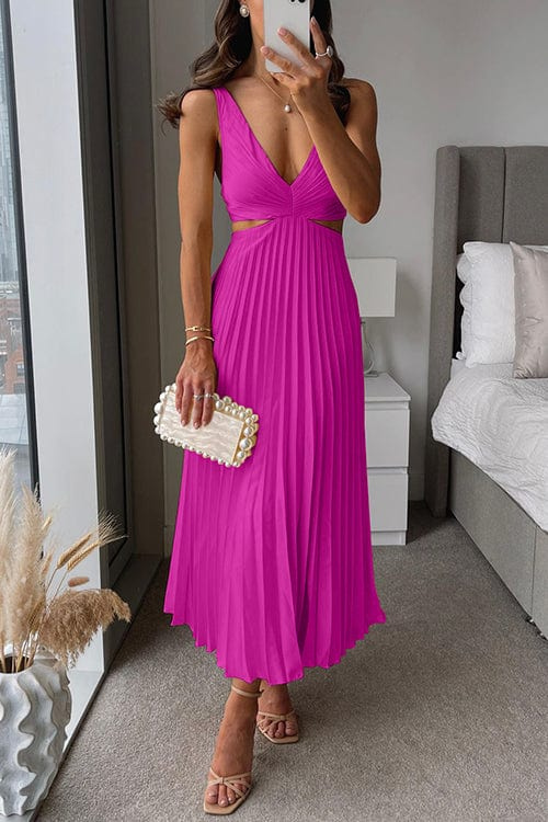 Women's Pleated Wedding Guest Maxi Dress