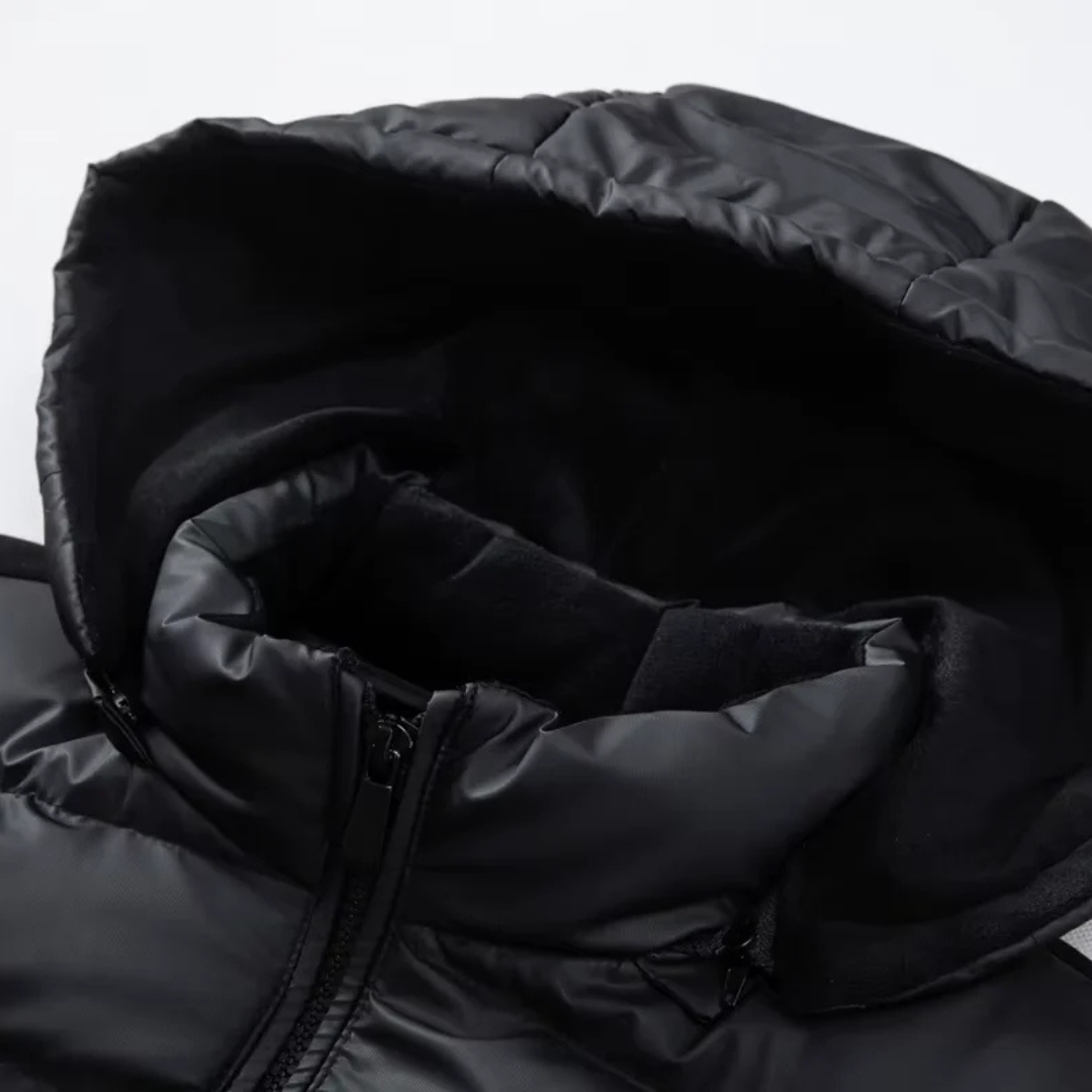 Men’s Hooded Puffer Jacket | Padded Zip Up Hybrid Winter Coat
