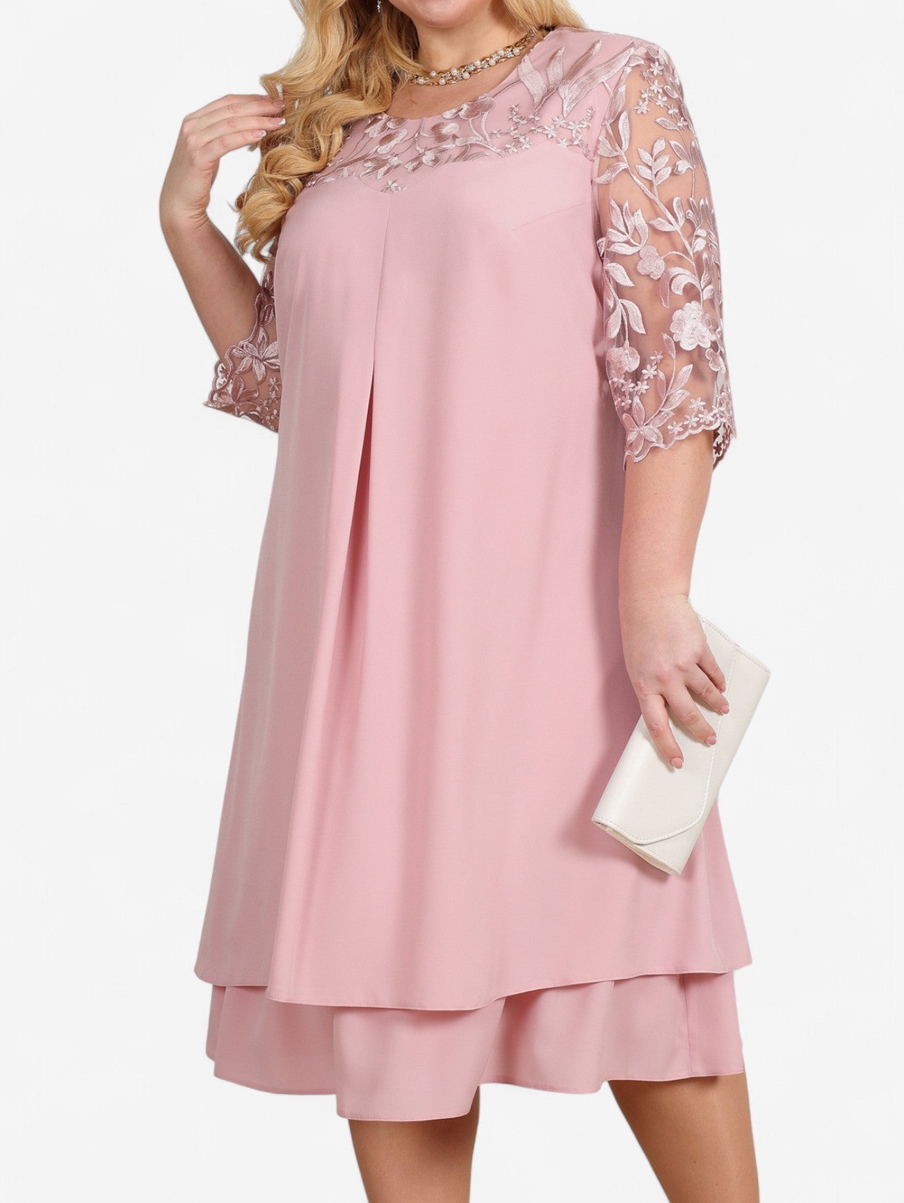 Women’s Elegant Lace Wedding Guest Midi Dress