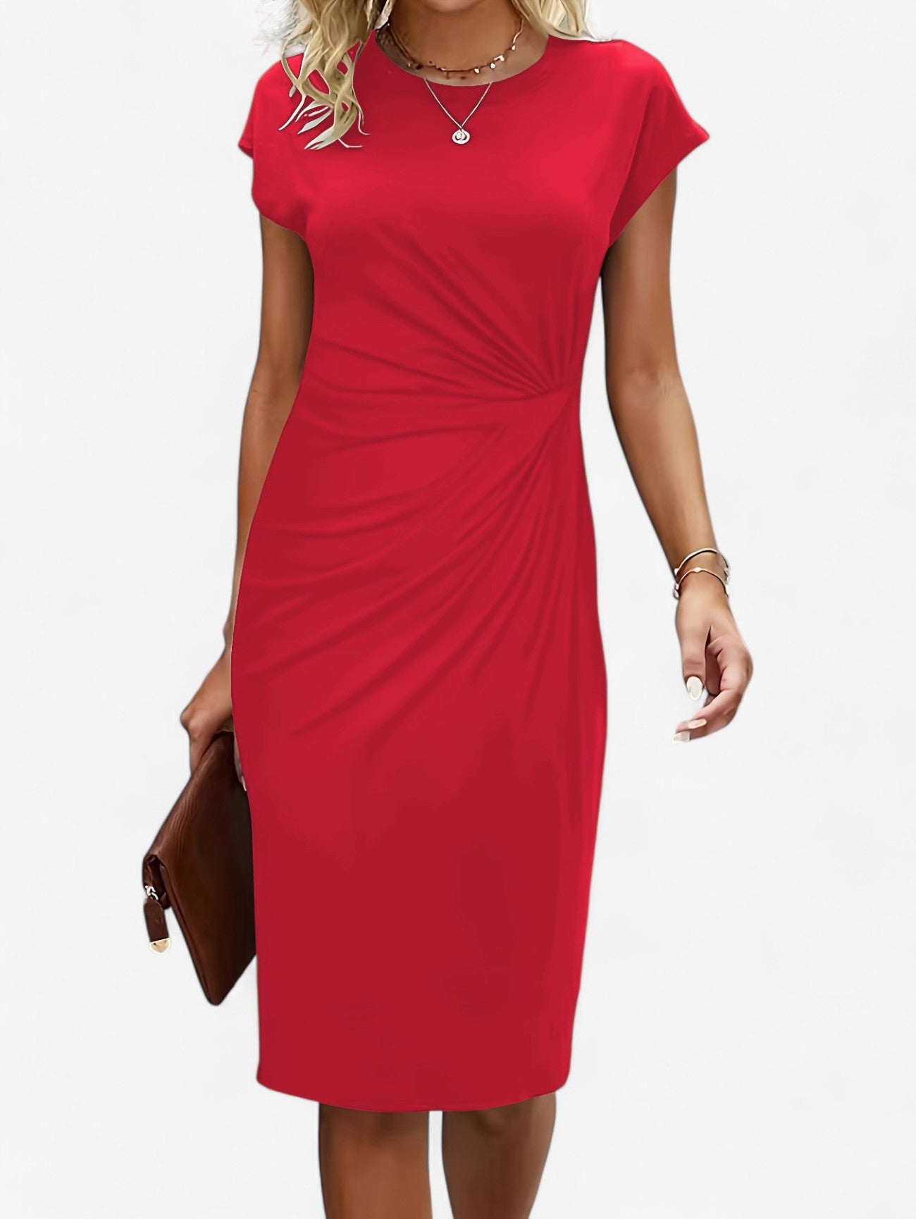 Women’s Ruched Formal Wrap Bodycon Midi Dress