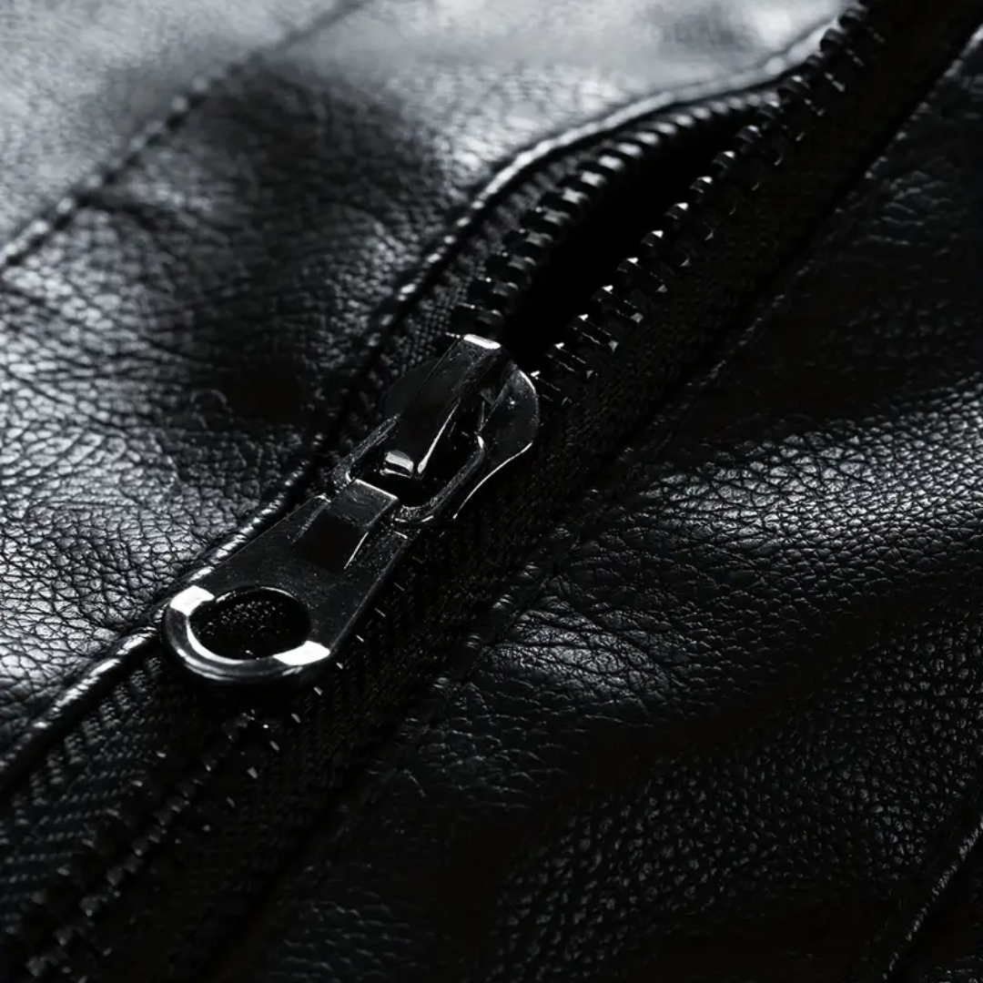 Men’s Biker Jacket | Stand Collar Zip Front Pockets