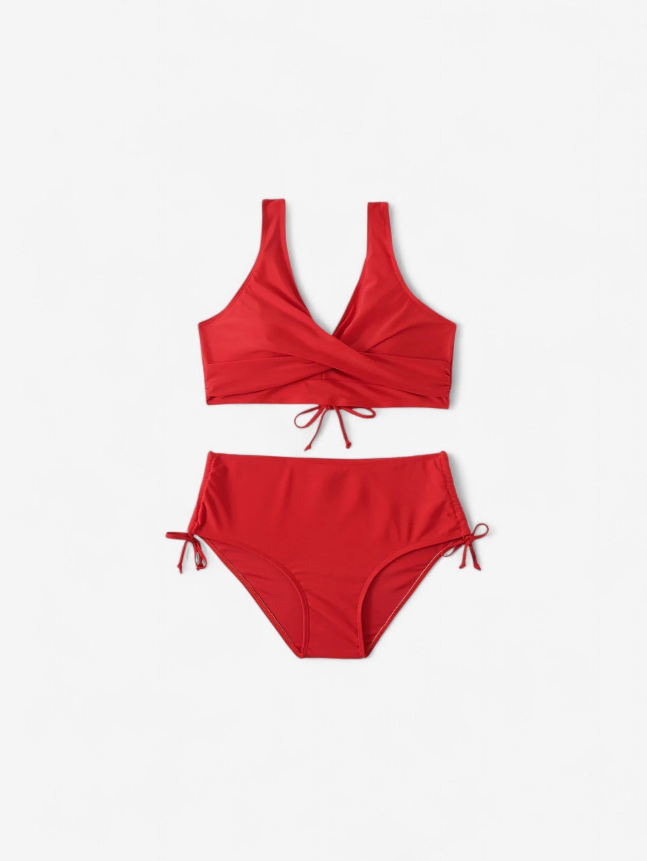 Women's 2 Piece Lace Up Back High Waisted Bikini Set