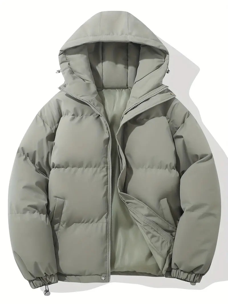 Puffer Jacket - Hooded Zip Front for Cold Weather