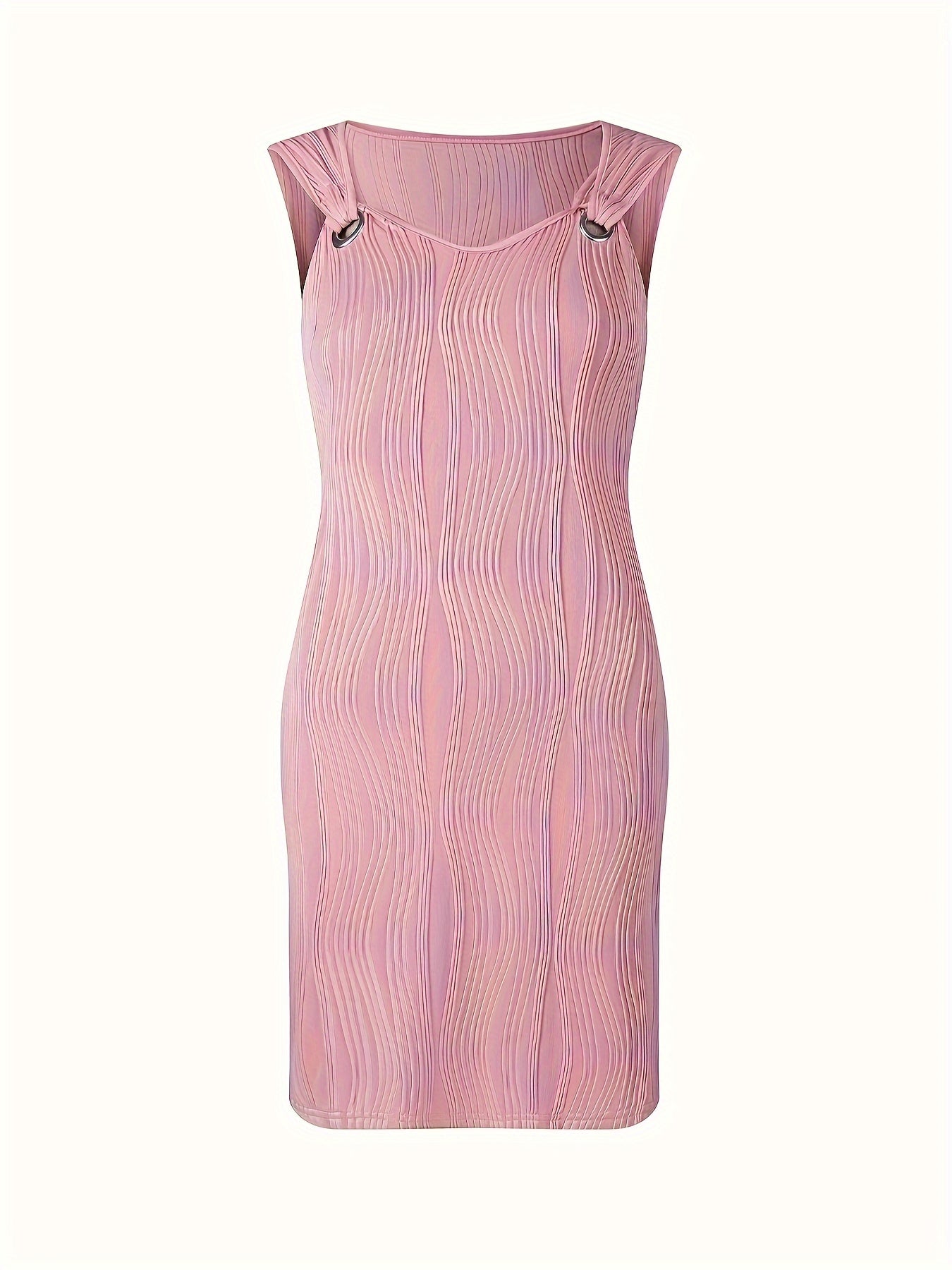 Sleeveless Mini Dress - V Neck with Side Split