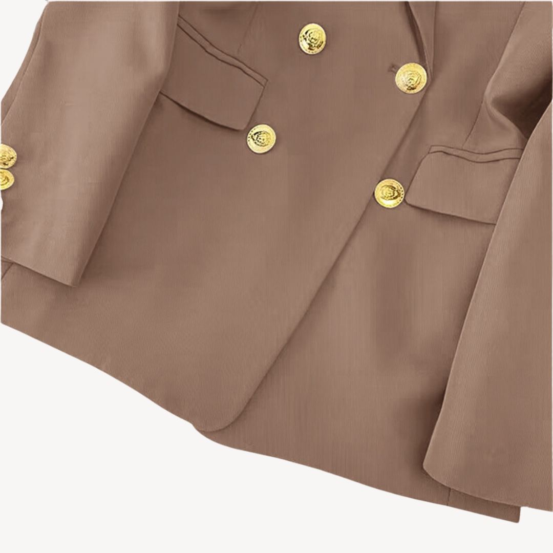 Double Breasted Blazer - Fitted Style with Button Detail