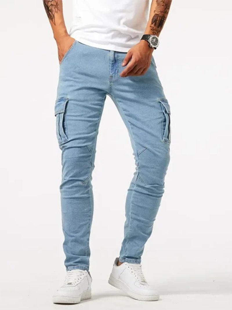 Slim Fit Cargo Jeans - Stretch Tapered Style