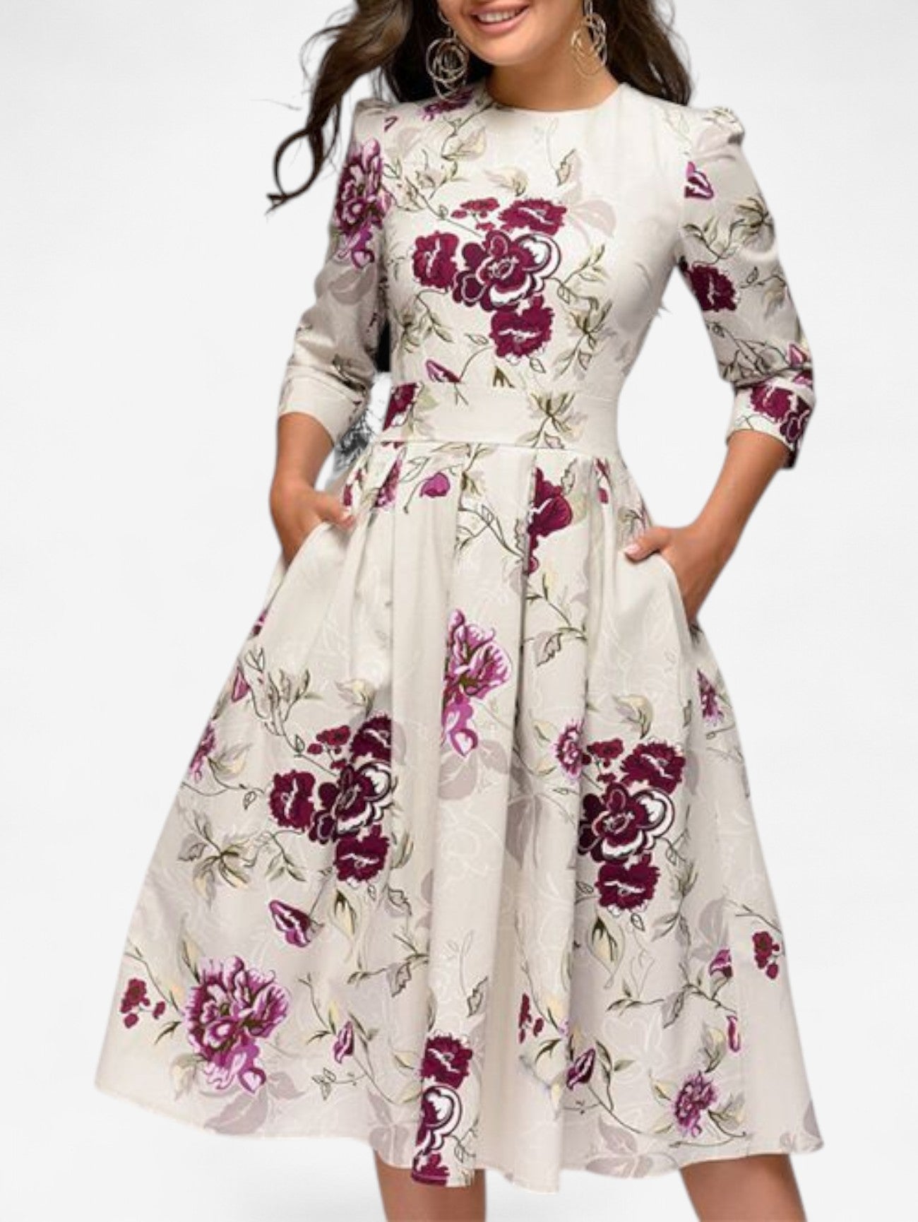 Women’s Summer Wedding Guest Formal Floral Midi Dress