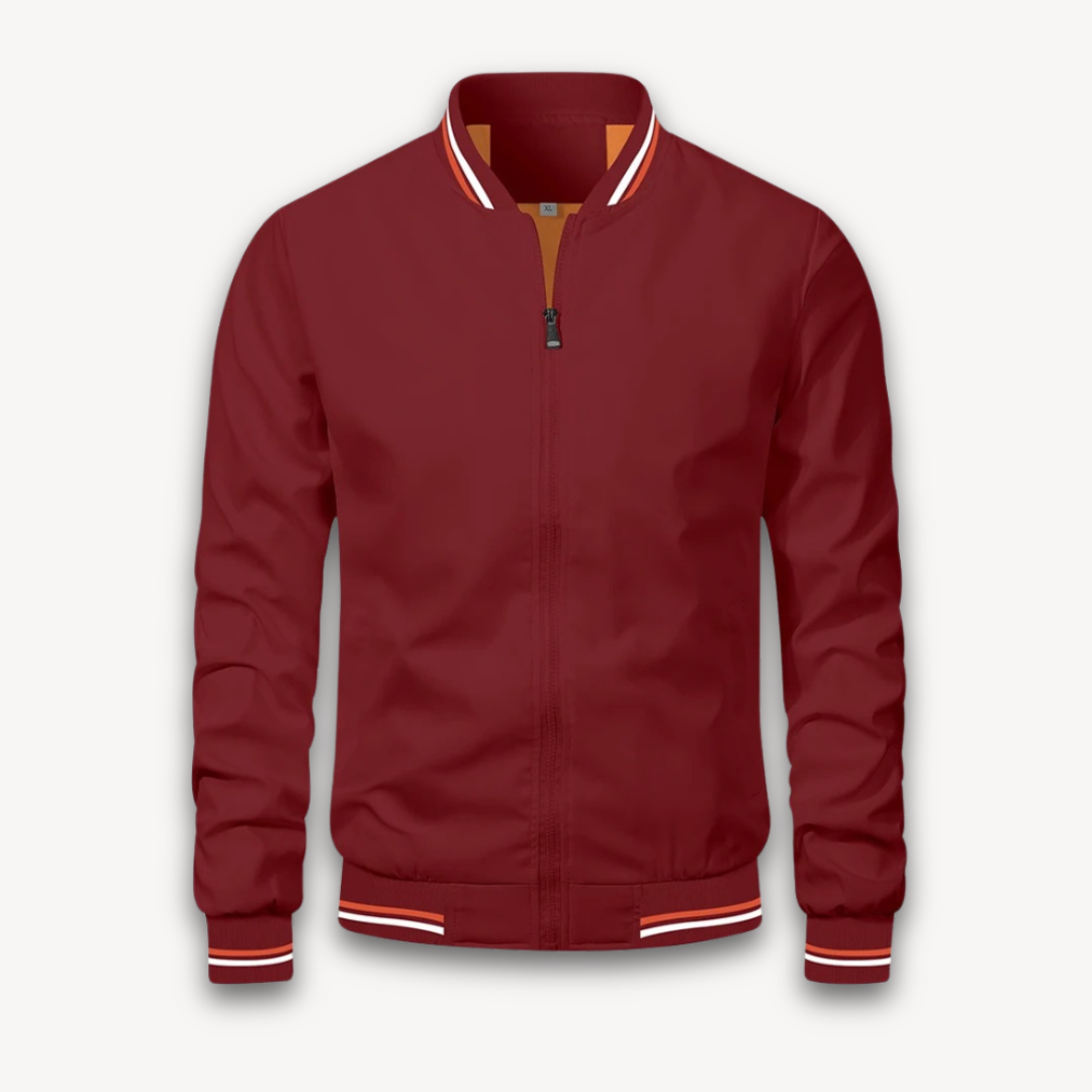Bomber Jacket - Ribbed Trim with Zip Front