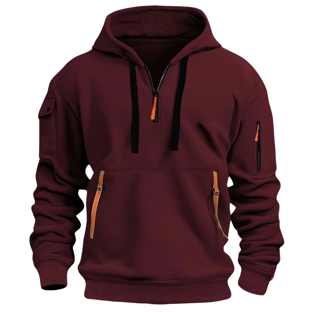 Pullover Hoodie - Half Zip with Multiple Pockets