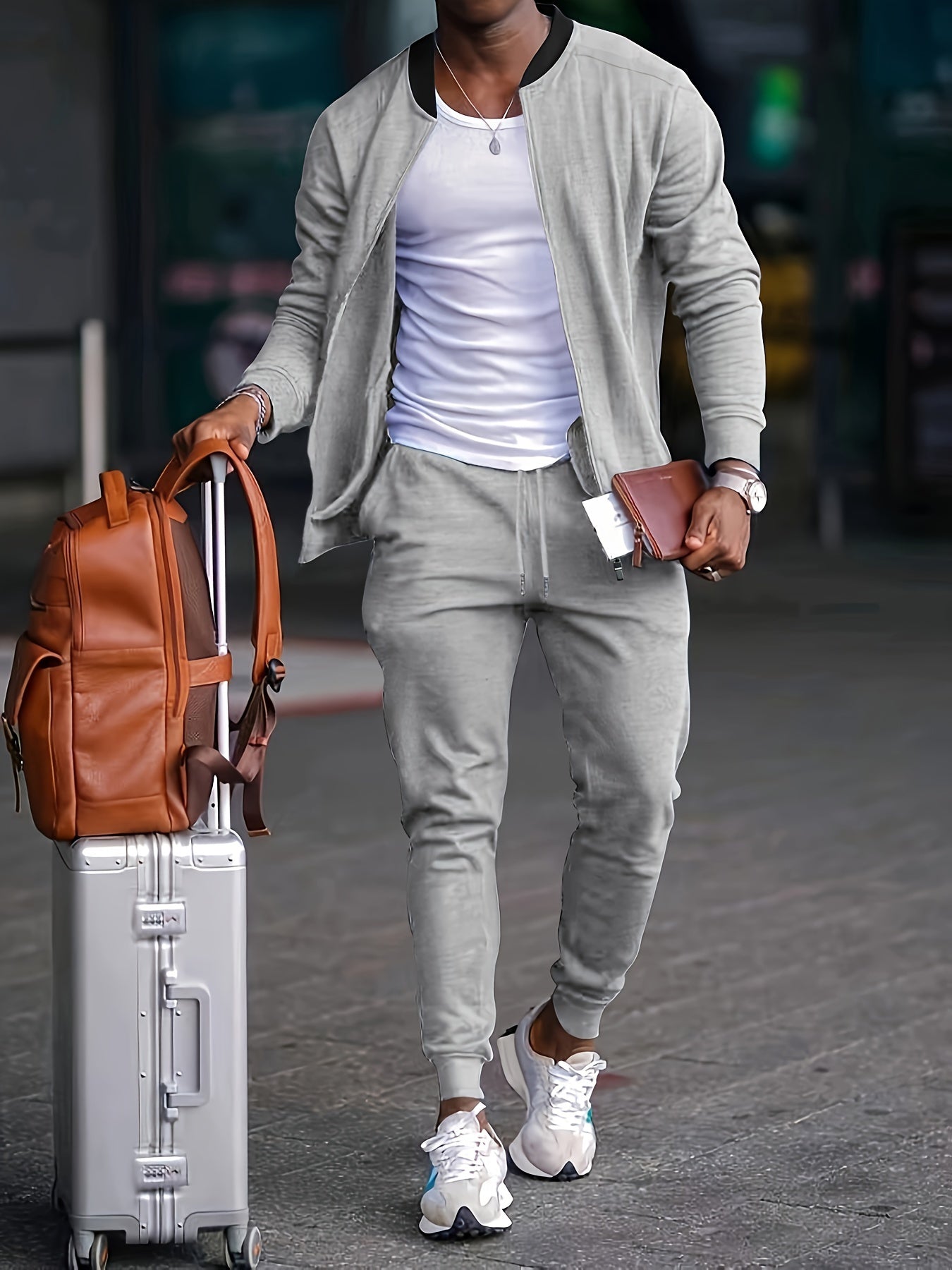 Jogger Tracksuit Set - Zip Up Jacket and Drawstring Trousers