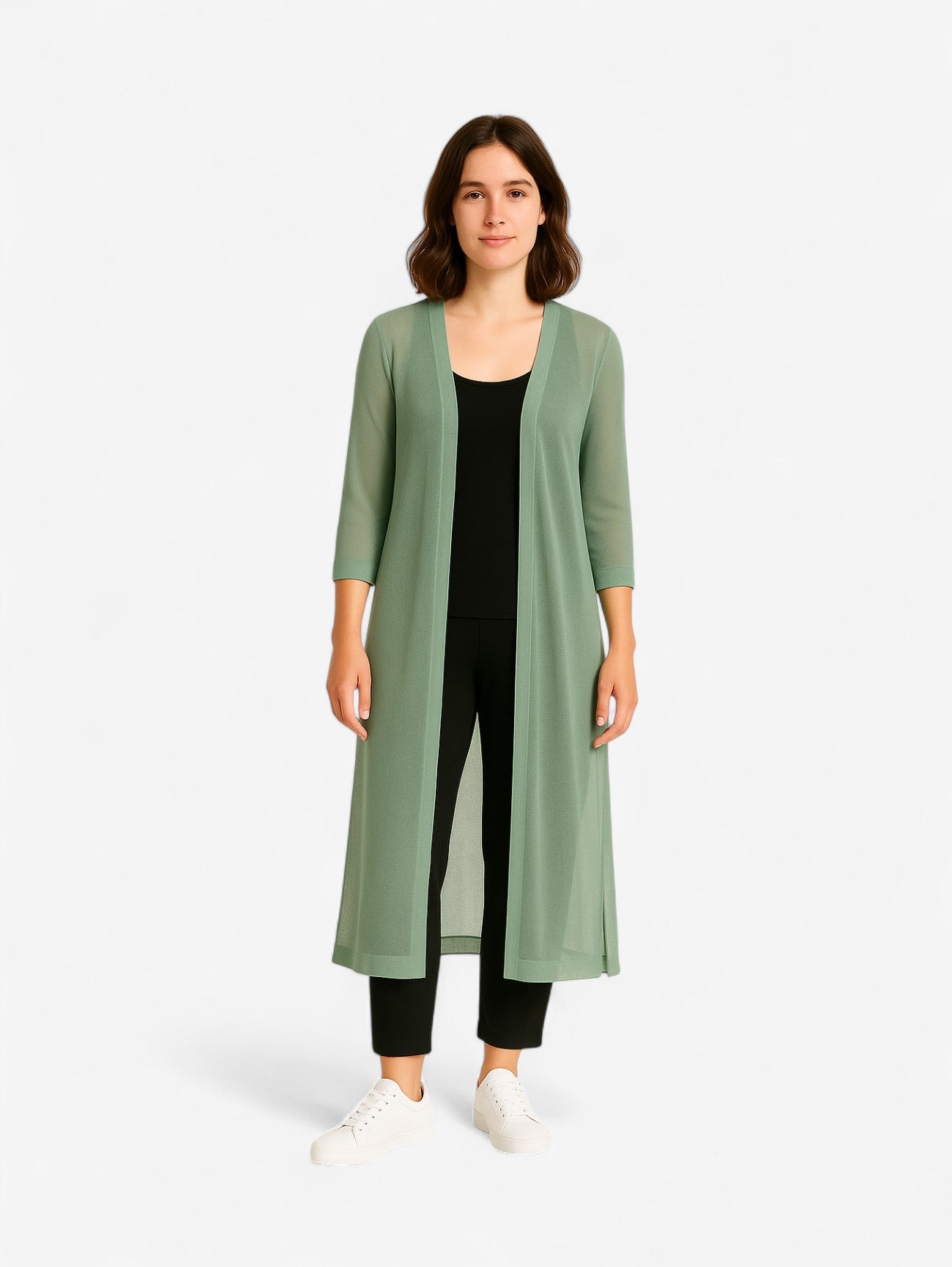 Women's Long Open Front Knitted Cardigan Vest