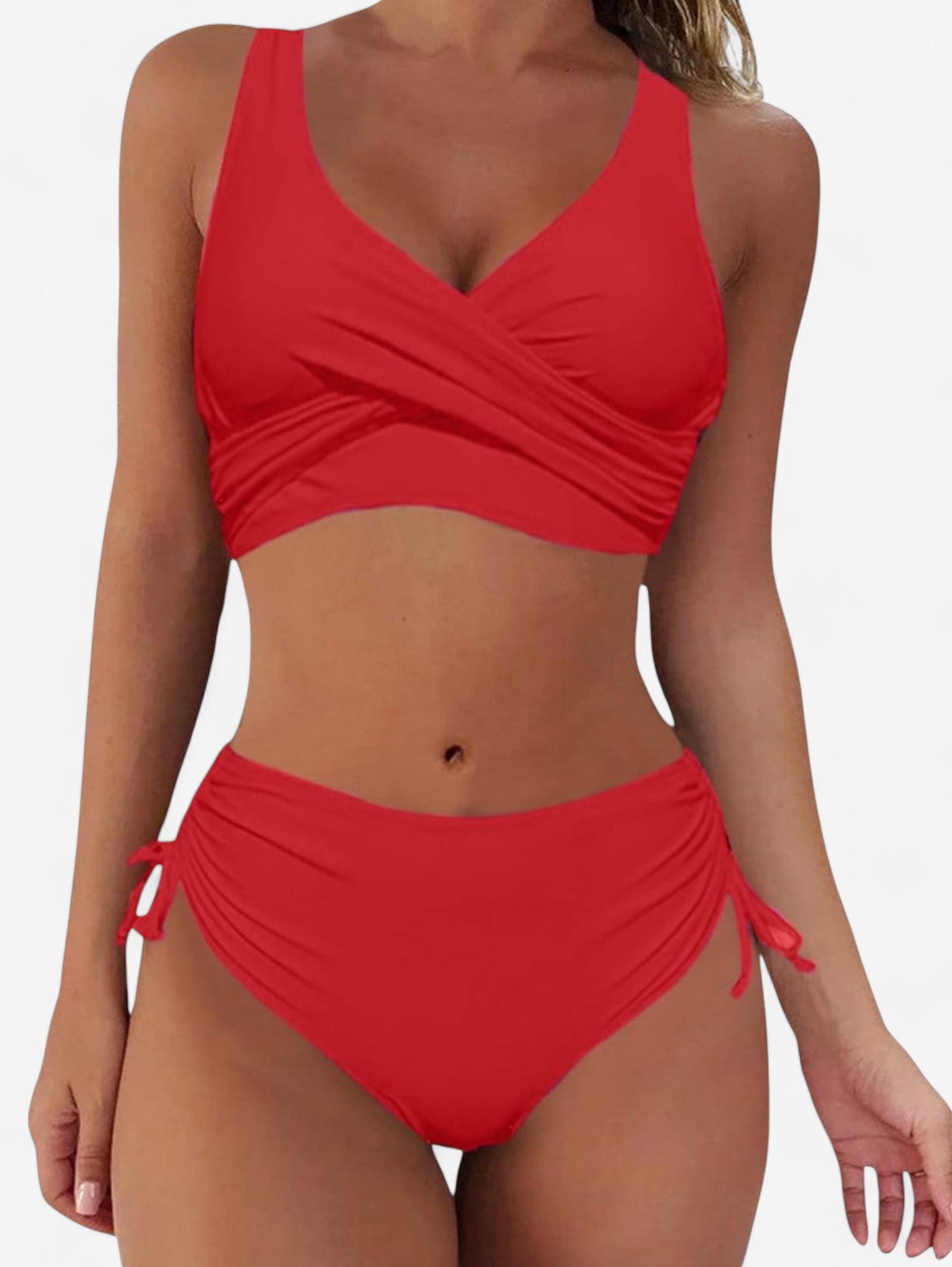 Women's 2 Piece Lace Up Back High Waisted Bikini Set