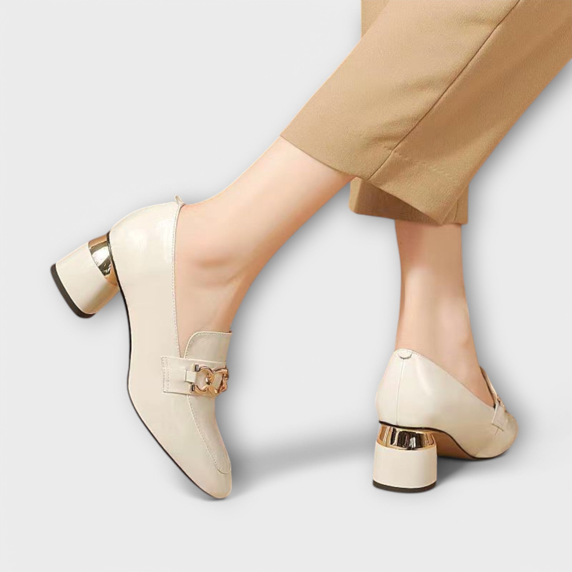 Loafers - Block Heel Slip On Shoes