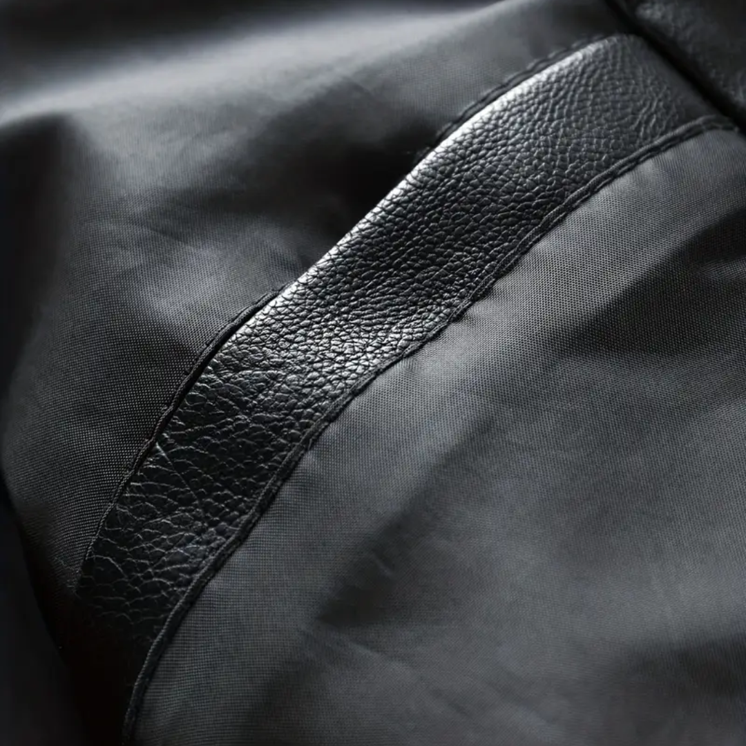 Men’s Biker Jacket | Stand Collar Zip Front Pockets