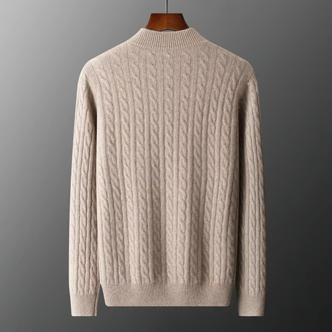 Half Zip Jumper – Cable Knit with Ribbed Collar