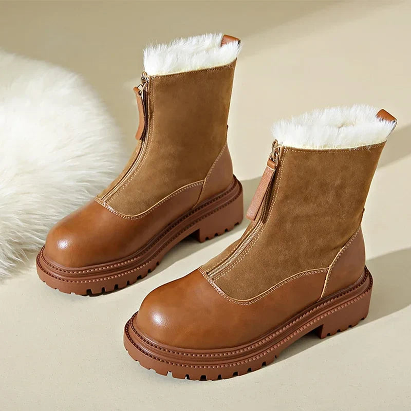 Ankle Boots | Front Zip with Fur Trim
