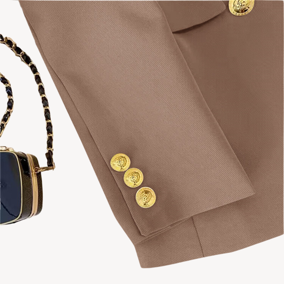 Double Breasted Blazer - Fitted Style with Button Detail