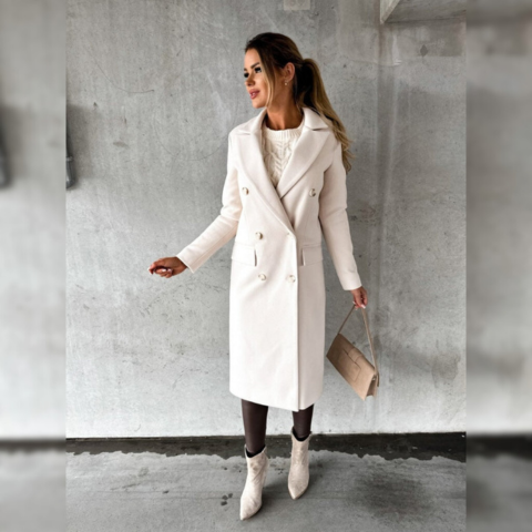 Longline Coat - Double Button Fit with Structured Lapels