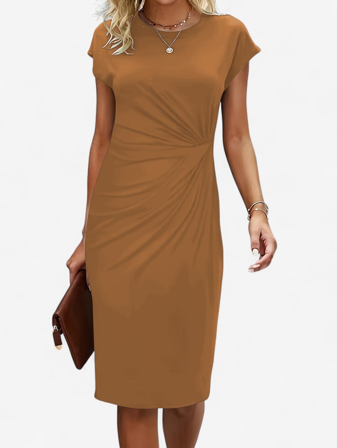 Women’s Ruched Formal Wrap Bodycon Midi Dress