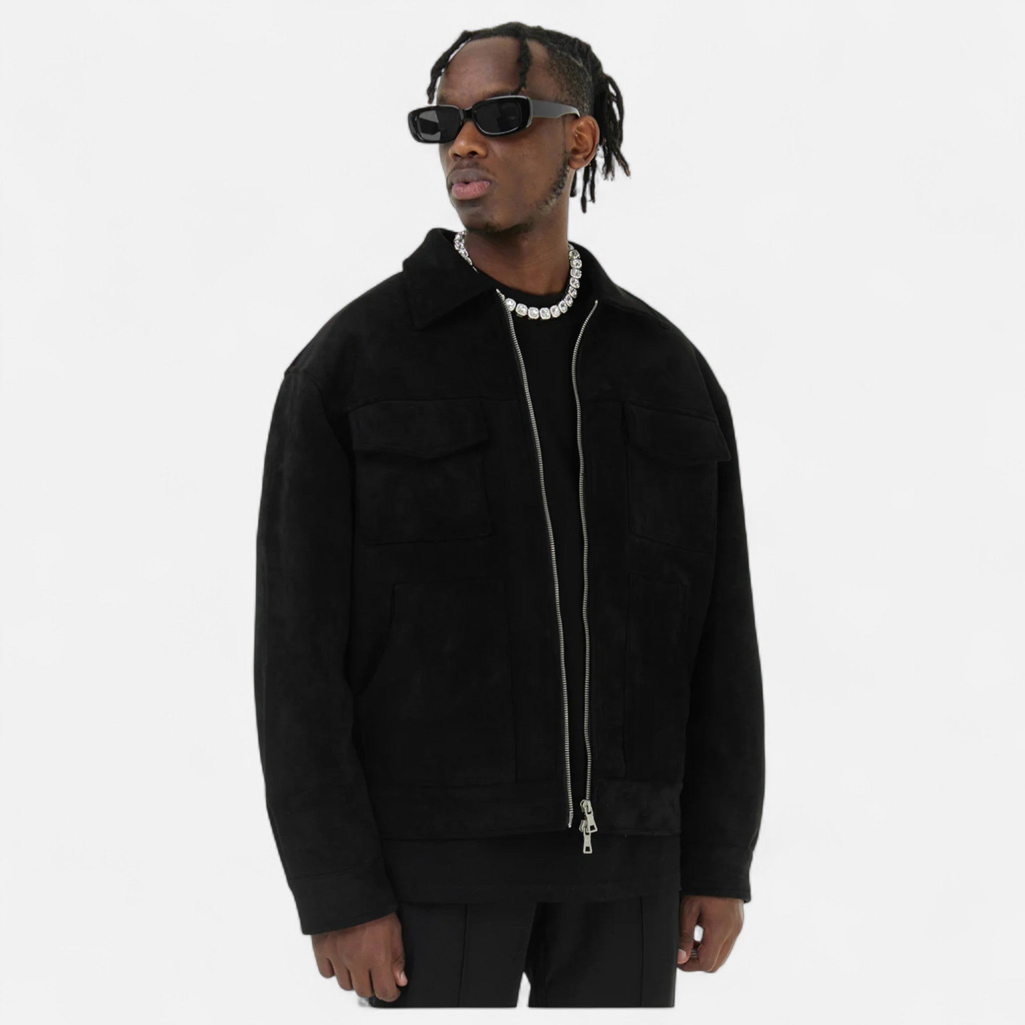 Men’s Trucker Jacket | Zip Front Casual Jacket With Chest Pockets