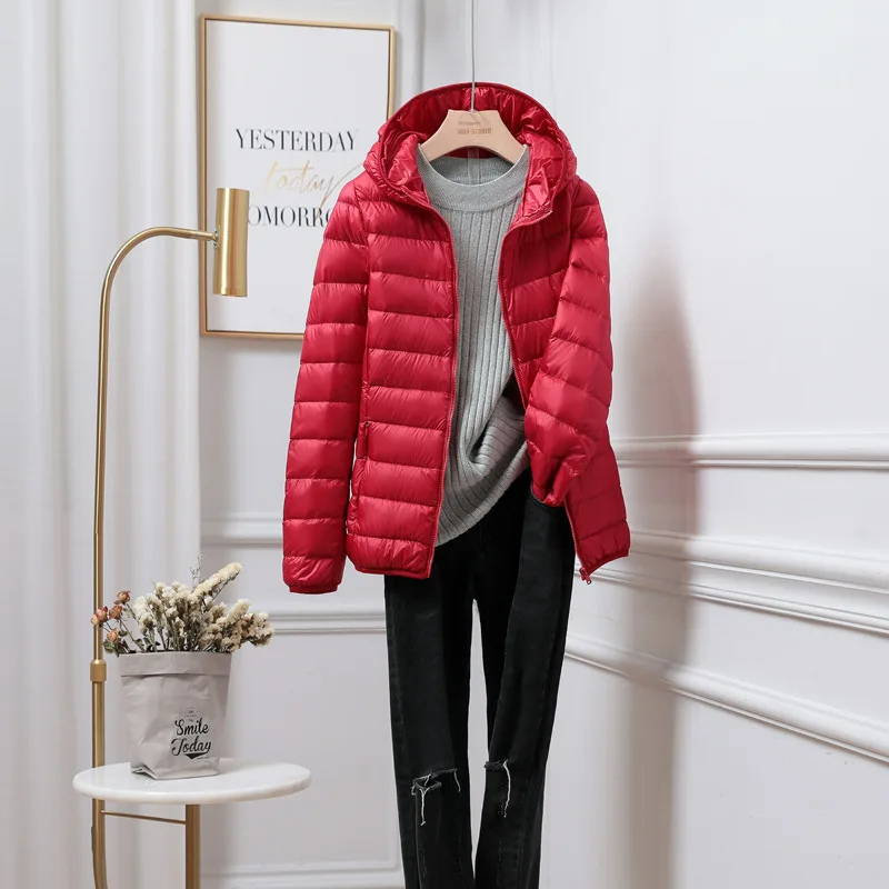 Puffer Jacket - Lightweight with Hooded Zip Front