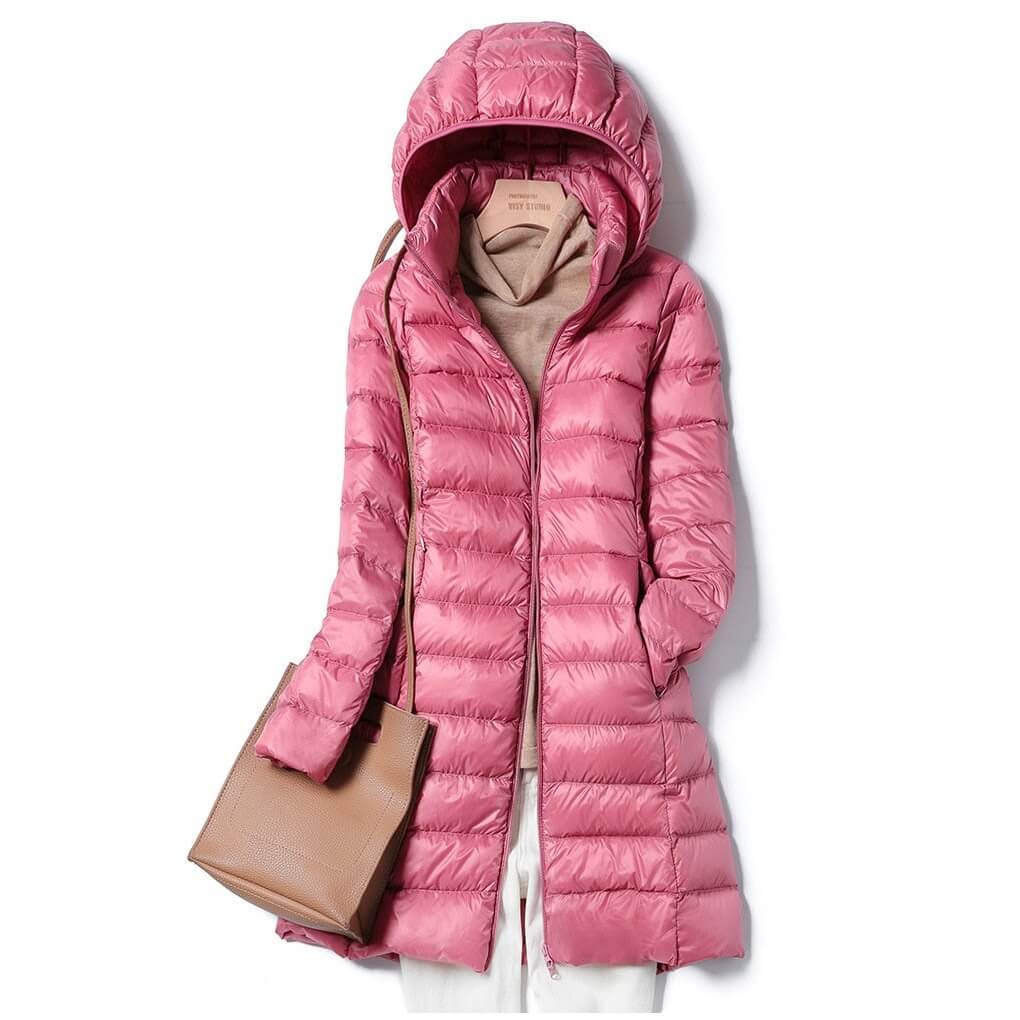 Puffer Coat - Hooded Longline Style for Winter Layering