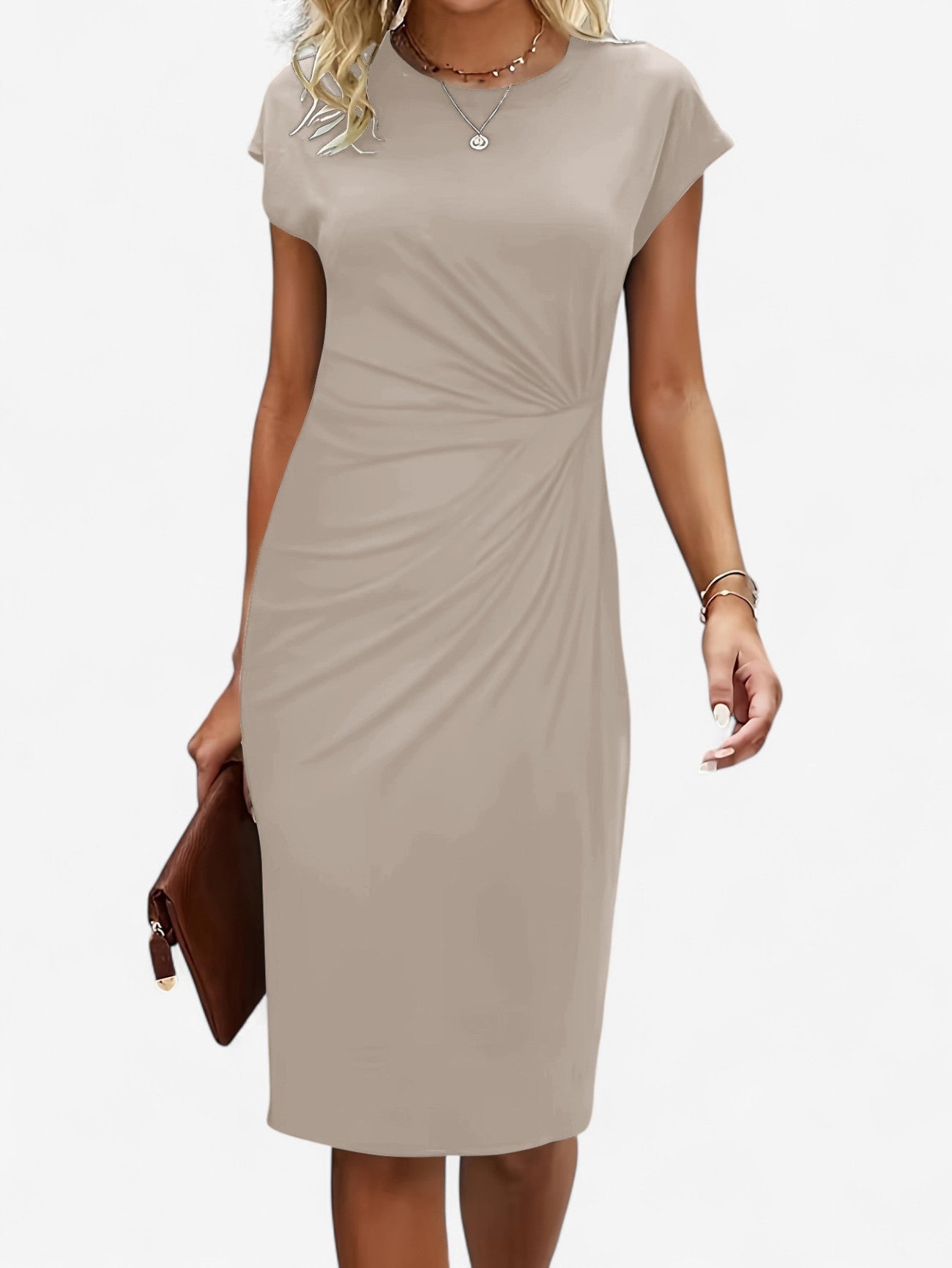 Women’s Ruched Formal Wrap Bodycon Midi Dress