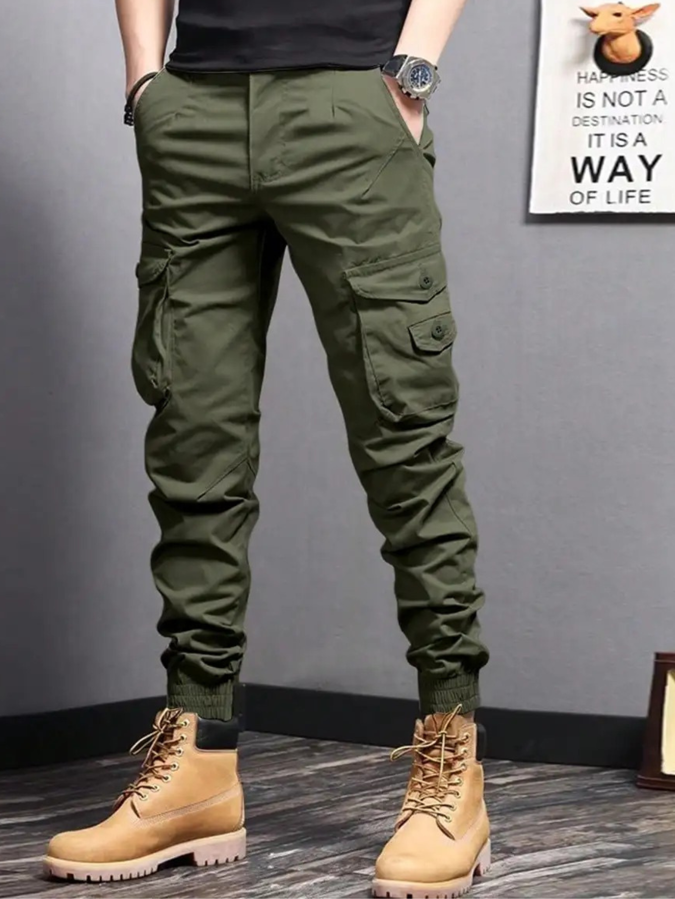 Cargo Trousers - Tapered Fit with Pocket Detail