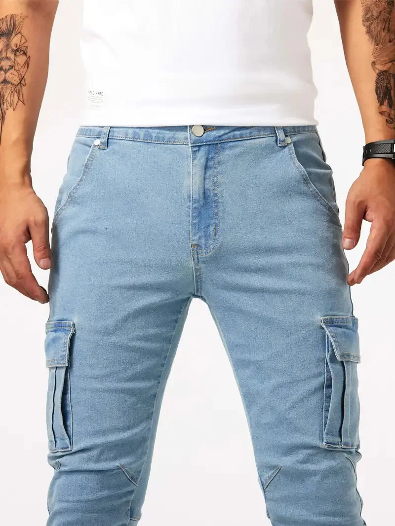 Slim Fit Cargo Jeans - Stretch Tapered Style