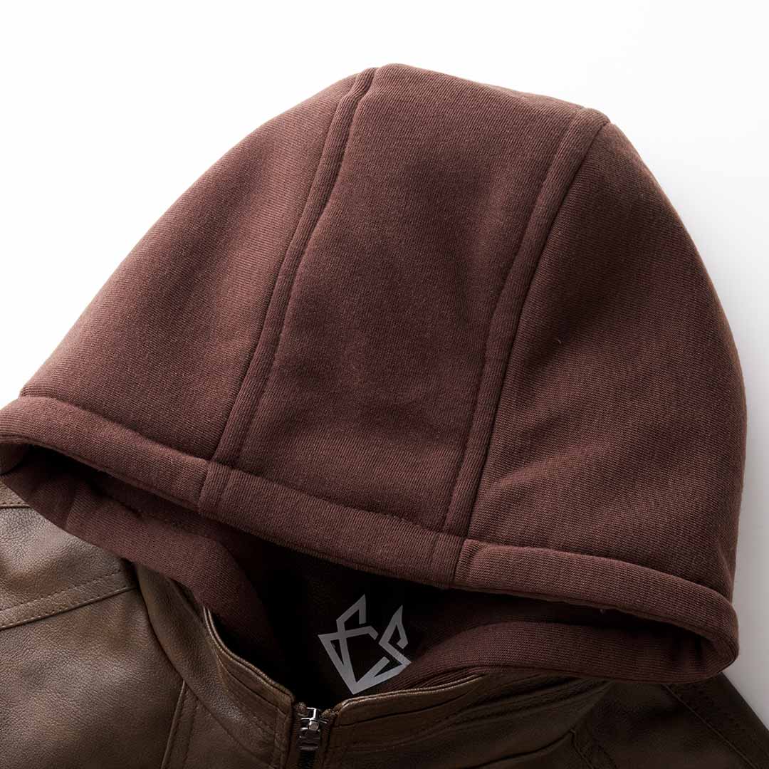 Biker Jacket - Hooded Style with Zip Detail