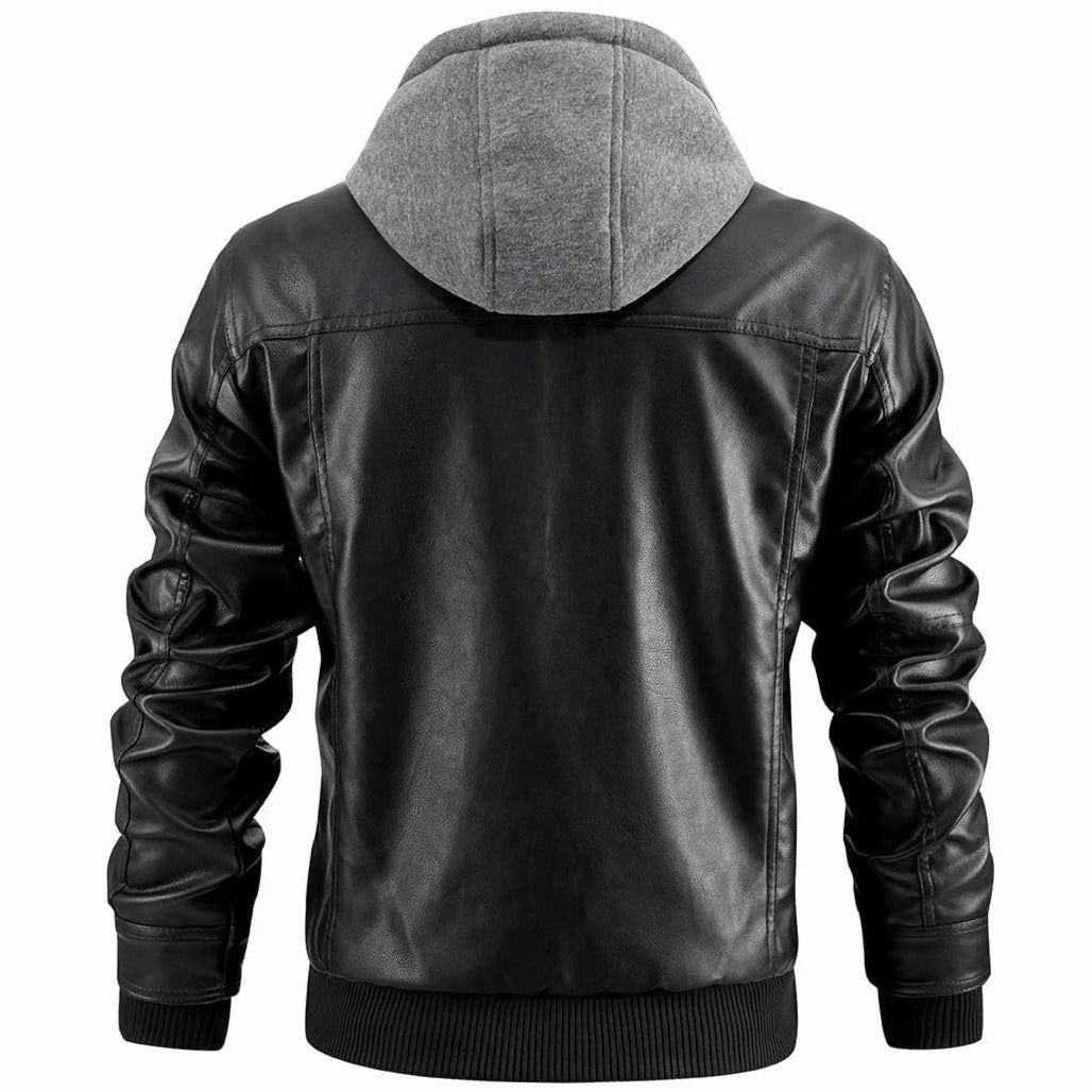 Biker Jacket - Hooded Style with Zip Detail