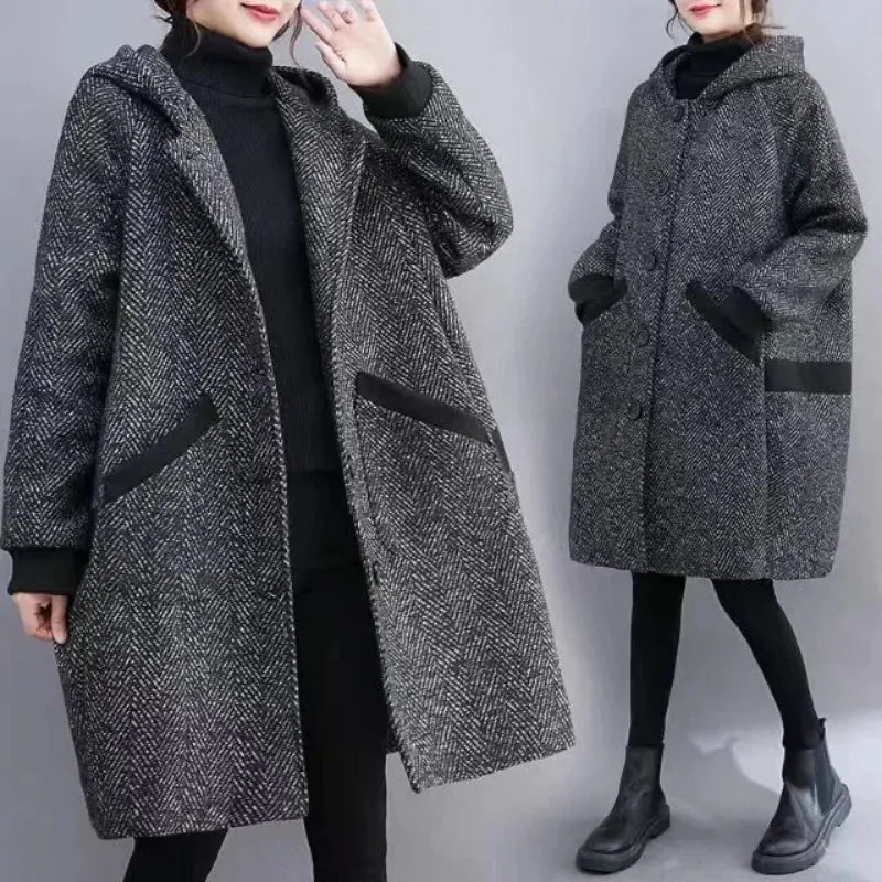 Elysia | Vintage Hooded Coat - Cozy Elegance for Autumn & Winter Fashion