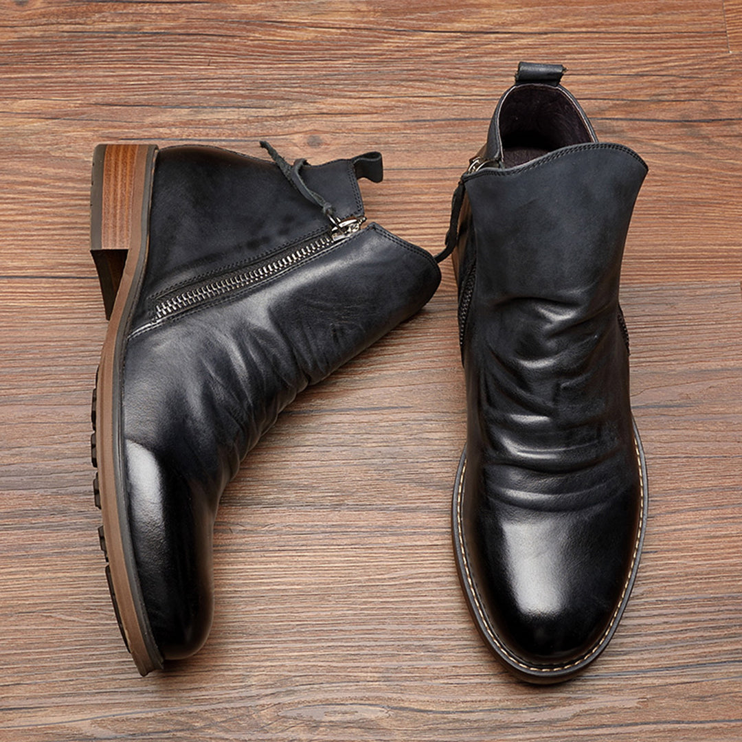 Ankle Boots - Side Zip Detail with Low Heel