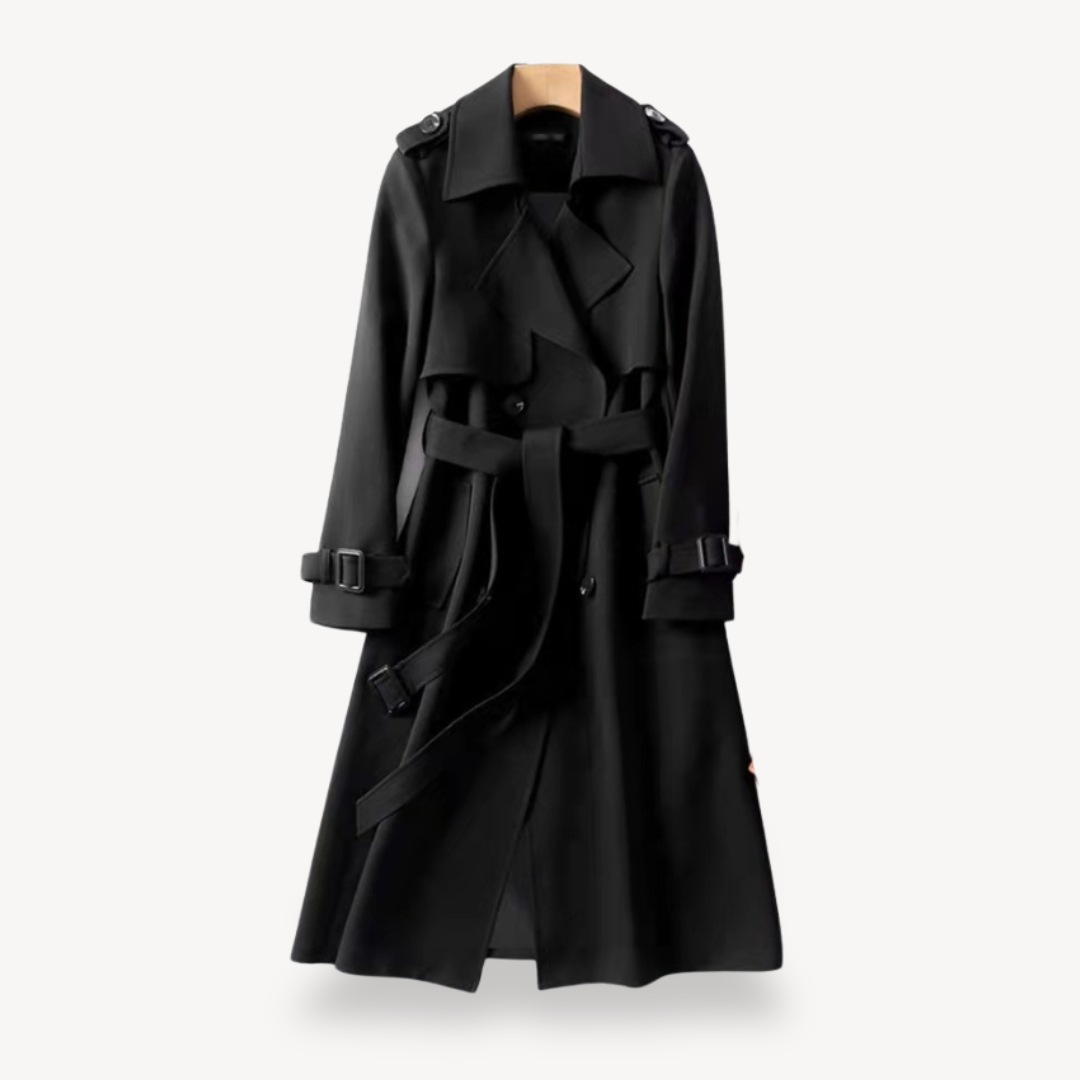 Trench Coat - Classic Double Button Style with Belt