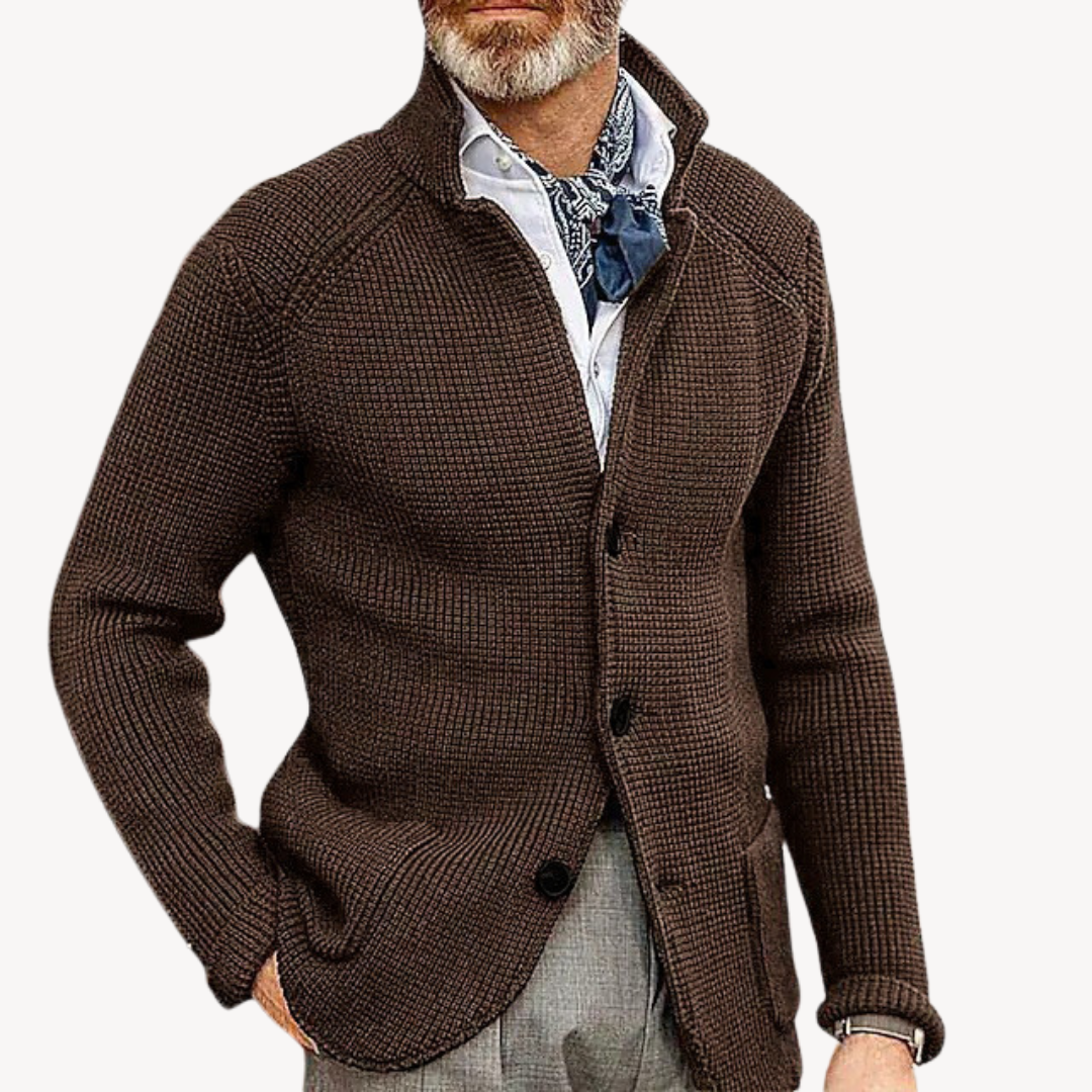 Knit Cardigan - Button Front with Structured Collar