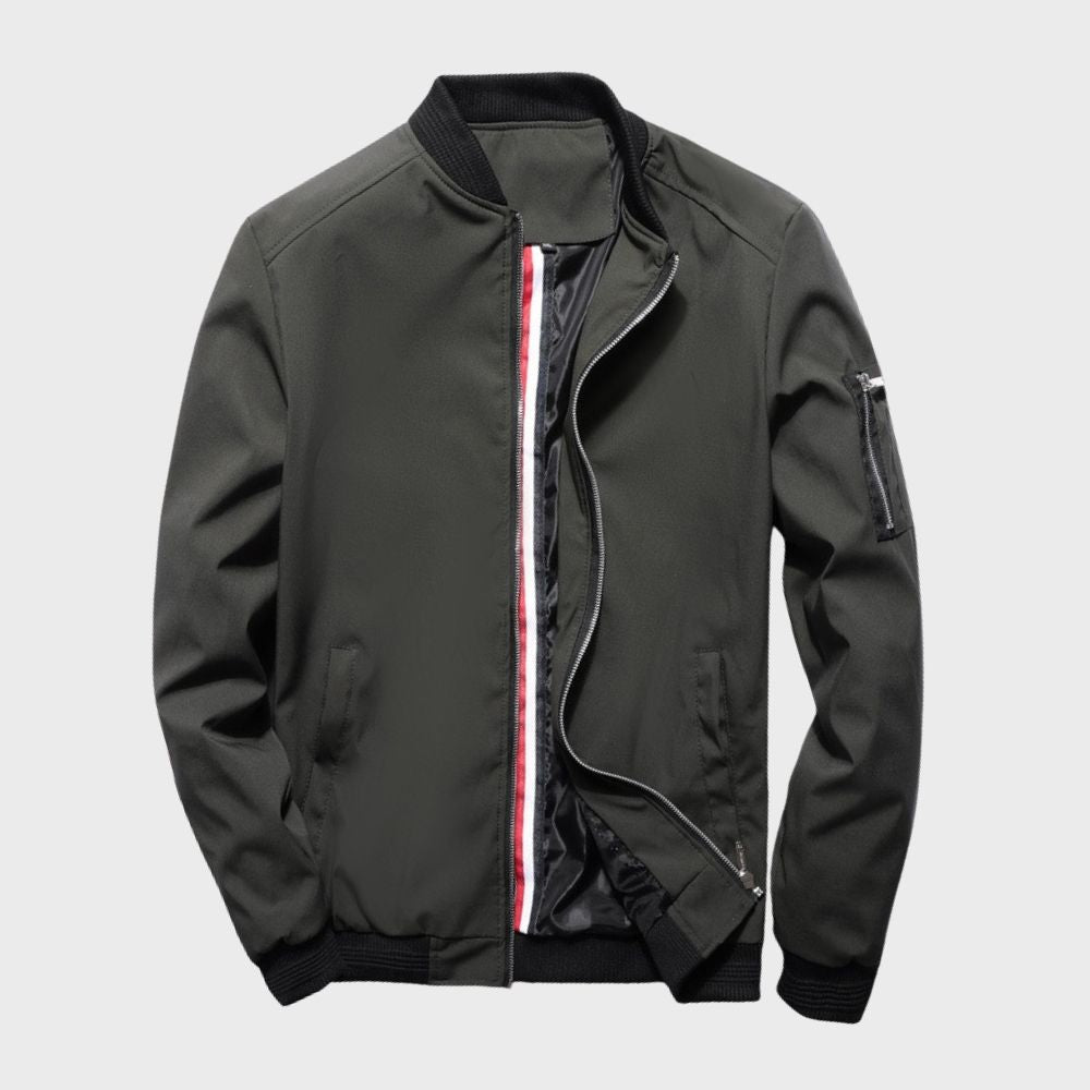Bomber Jacket - Slim Fit with Zip Pocket Detail