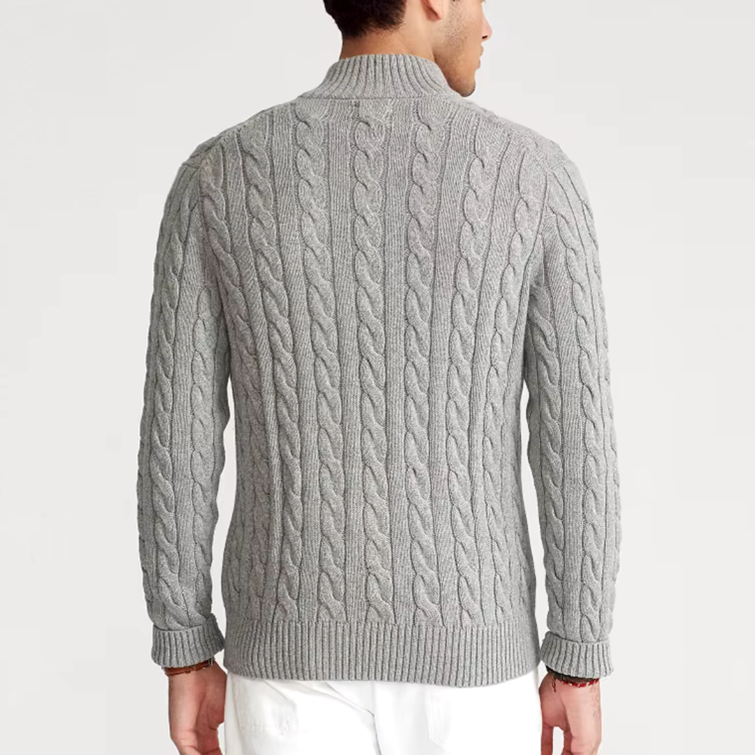 Short Zip Cable Knit Jumper - Classic Fit Pullover