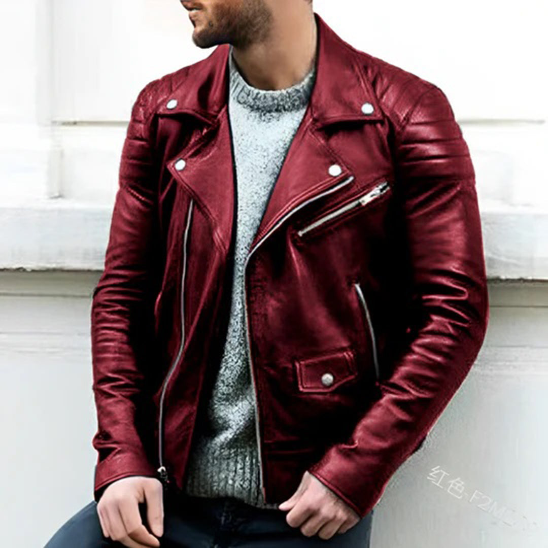 Biker Jacket - Asymmetric Zip with Metal Accents
