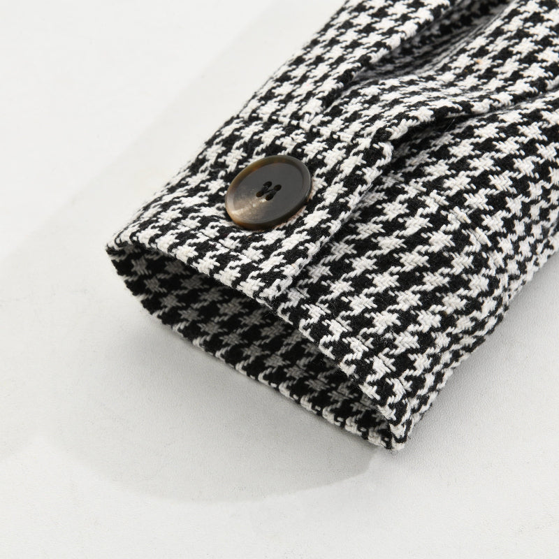 Houndstooth Shirt Jacket | Button Front Classic Style