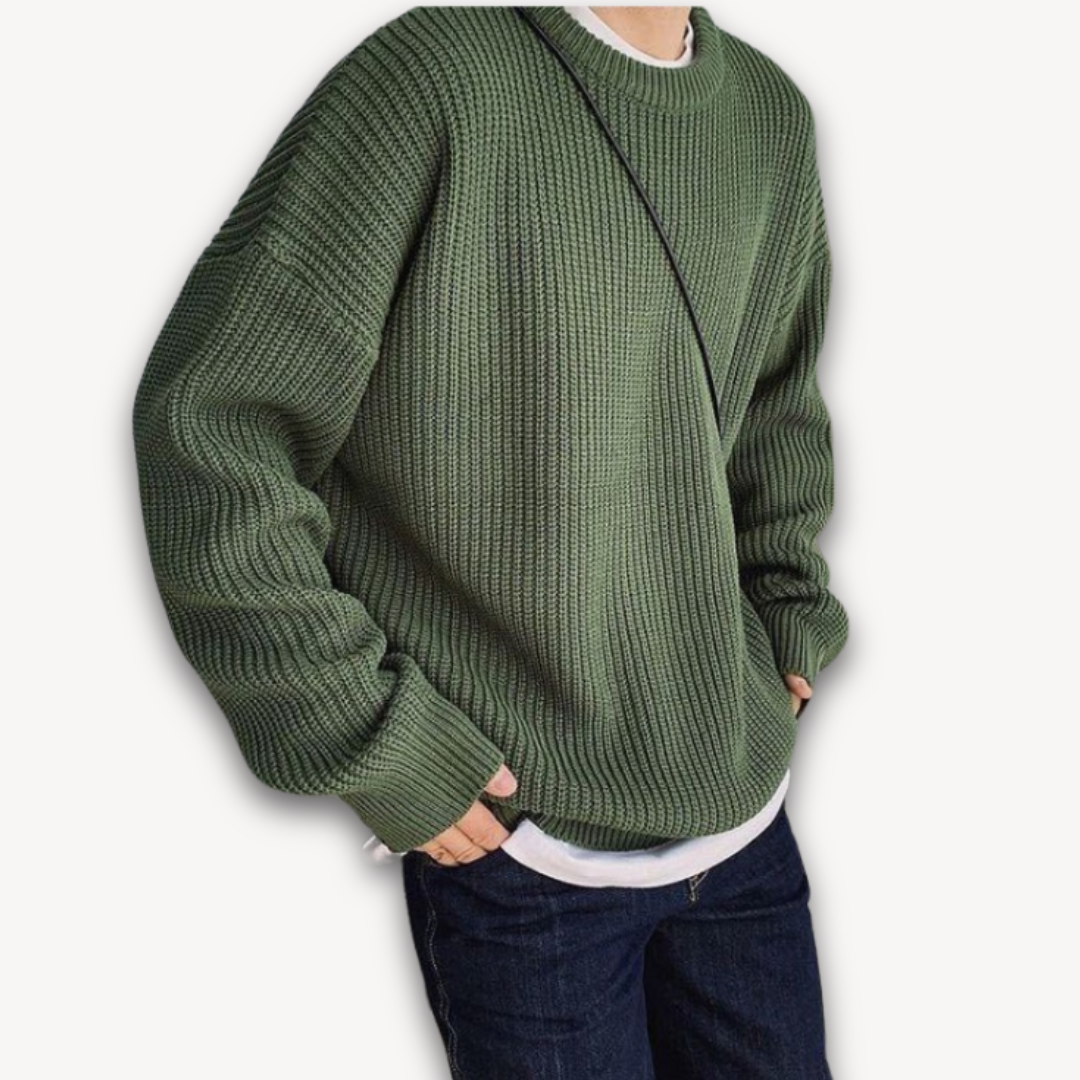 Oversized Knitted Jumper - Casual Loose Fit Pullover