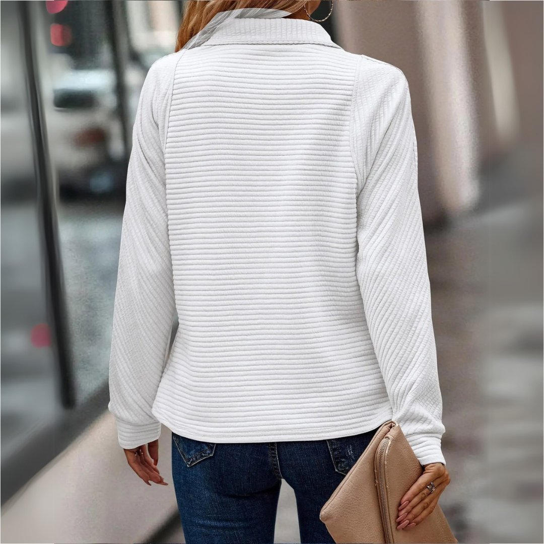 Half Zip Pullover | Ribbed Long Sleeve Top