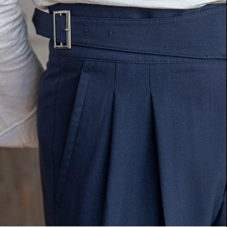 High Waist Formal Trousers | Tapered Fit with Pleats